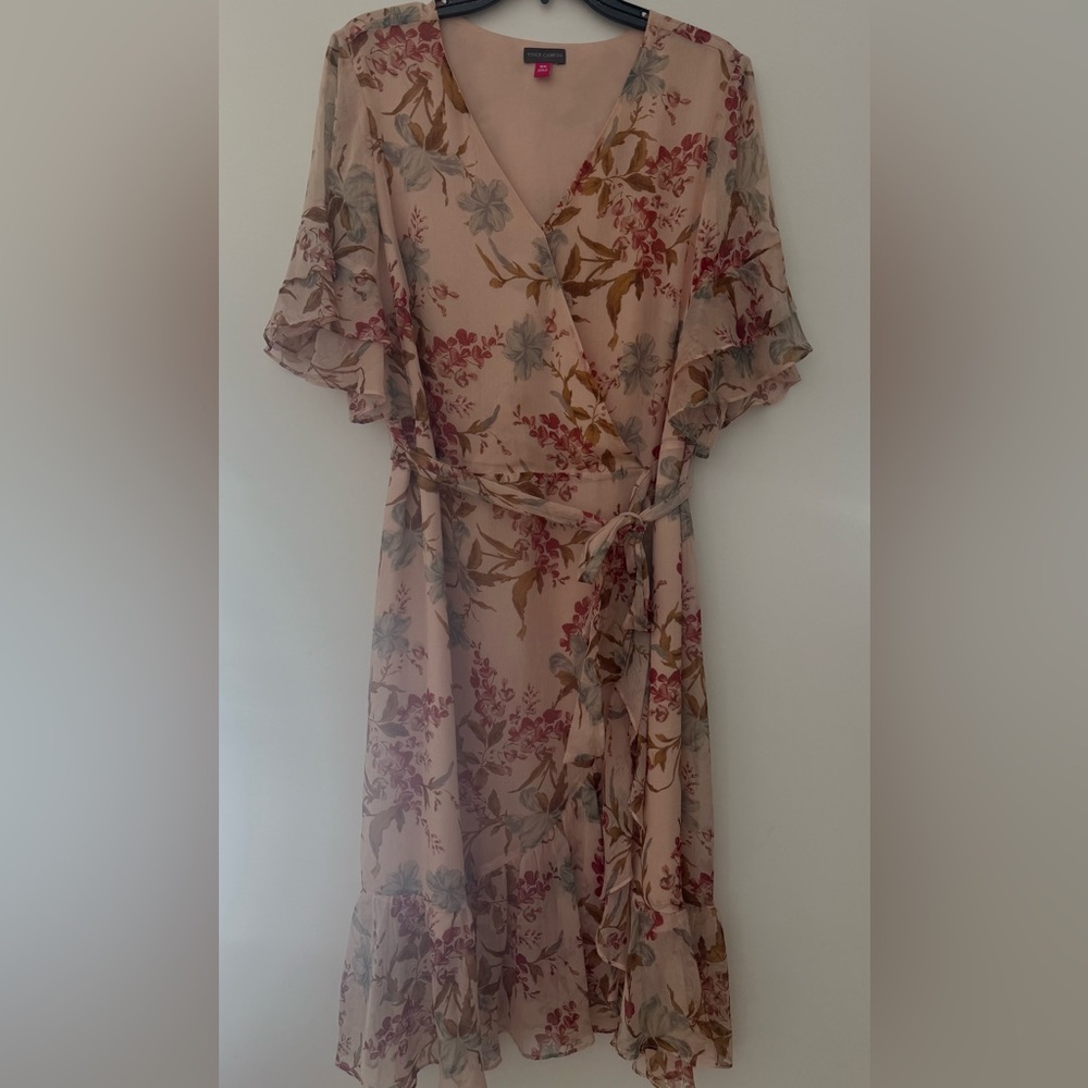 Vince Camuto Pink Floral Midi Dress